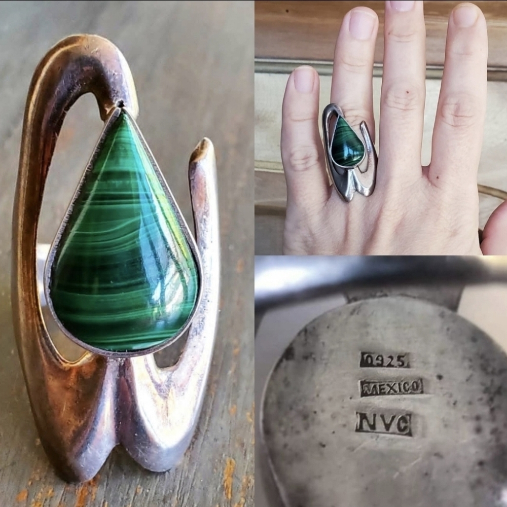 Vintage Modernist Malachite Ring